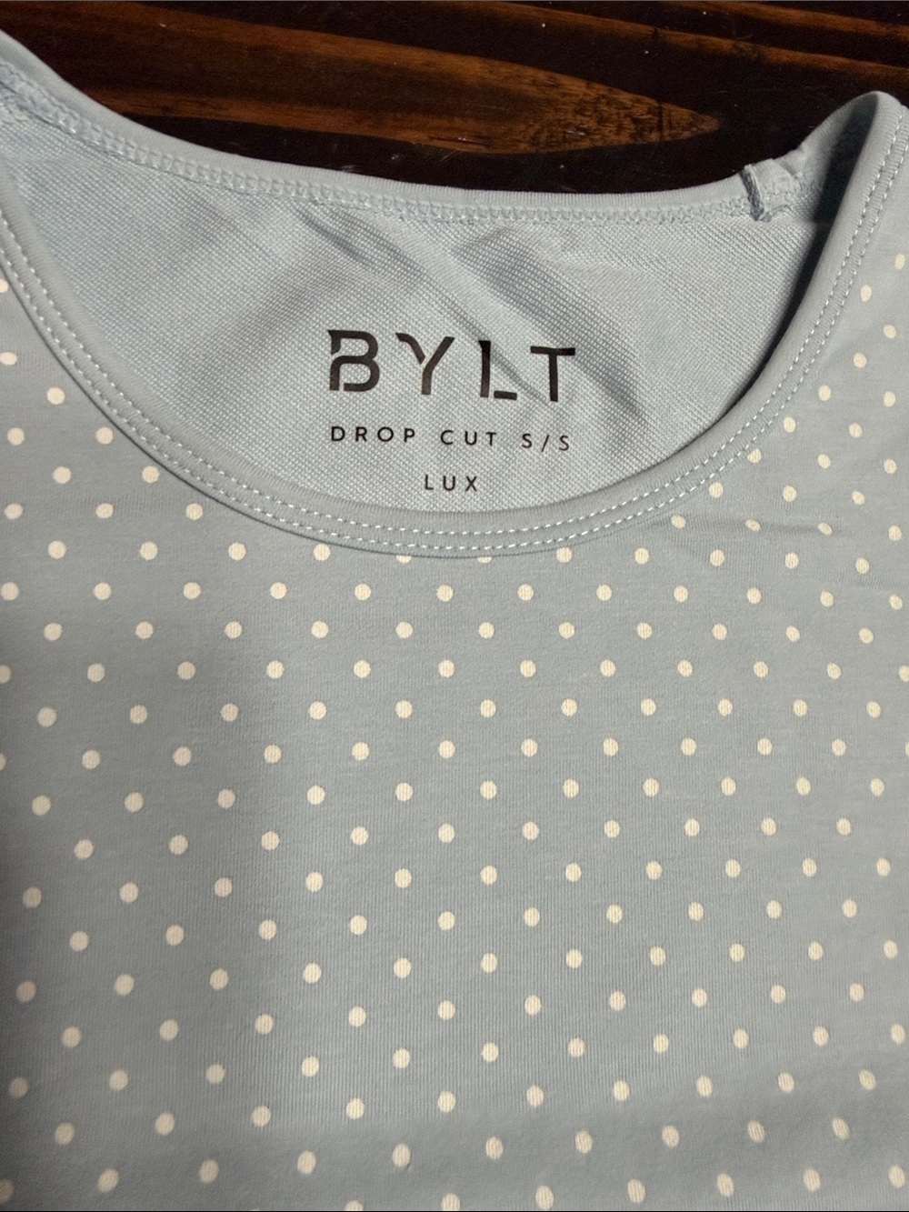 BYLT Basics Light Blue Polka Dot Short Sleeve Tee